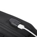 Plecak miejski Premium na jedno ramię antykradzieżowy z organizerem i USB - czarny