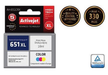 Tusz Activejet AH-651CRX (zamiennik HP 651 C2P11AE; Premium; 18 ml; kolor) Tusz Activejet AH-651CRX (zamiennik HP 651 C2P11AE; Premium; 18 ml; kolor)
