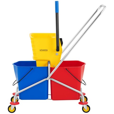 Wózek do mycia podłóg z prasą wyciskarką do mopa dwa wiadra 2 x 24 l Wózek do mycia podłóg z prasą wyciskarką do mopa dwa wiadra 2 x 24 l