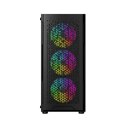 GEMBIRD OBUDOWA FORNAX 400X MIDI-TOWER (2X USB 3.0 1X USB 2.0 HD AUDIO SZKLANY PANEL BOCZNY PODŚWIETLENIE ARGB) CZARNA