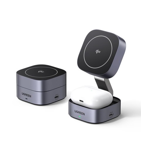 3w1 Ładowarka indukcyjna MagSafe Qi2 USB-C do telefonu słuchawek - czarna 3w1 Ładowarka indukcyjna MagSafe Qi2 USB-C do telefonu słuchawek - czarna