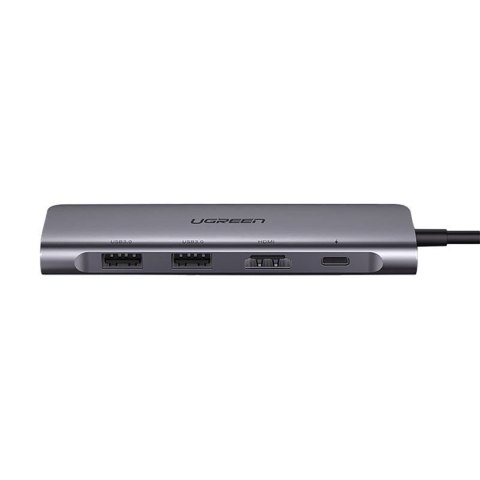 6w1 HUB adapter USB-C - HDMI USB-A USB-C PD czytnik SD TF - szary 6w1 HUB adapter USB-C - HDMI USB-A USB-C PD czytnik SD TF - szary
