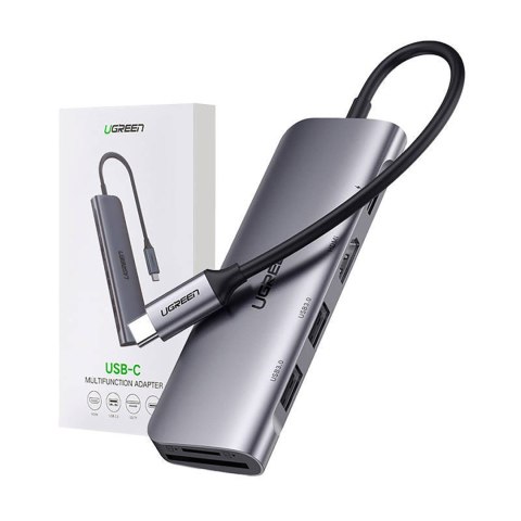 6w1 HUB adapter USB-C - HDMI USB-A USB-C PD czytnik SD TF - szary 6w1 HUB adapter USB-C - HDMI USB-A USB-C PD czytnik SD TF - szary