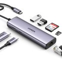 HUB Adapter USB-C - USB-A / HDMI / RJ45 / czytnik kart SD i TF / USB-C PD 100W - szary