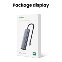 HUB Adapter USB-C - USB-A / HDMI / RJ45 / czytnik kart SD i TF / USB-C PD 100W - szary