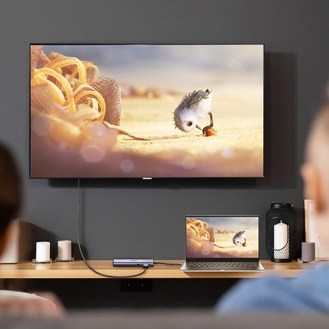 HUB Adapter USB-C - USB-A / HDMI / RJ45 / czytnik kart SD i TF / USB-C PD 100W - szary HUB Adapter USB-C - USB-A / HDMI / RJ45 / czytnik kart SD i TF / USB-C PD 100W - szary