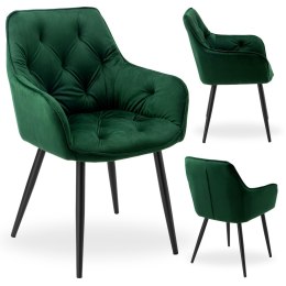 Krzesło welurowe NEVADA VELVET ciemnozielone