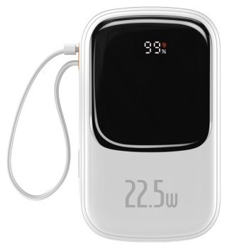 Baseus Qpow Pro z kablem USB-C, USB-C, USB, 20000mAh, 22.5W (biały) Baseus Qpow Pro z kablem USB-C, USB-C, USB, 20000mAh, 22.5W (biały)