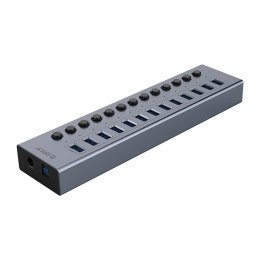 Hub BT2U3-13AB z włącznikami 13x USB-A - szary