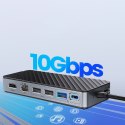 Hub stacja dokująca OM28PR-G2 z kieszenią na dysk M.2 USB-C - USB-A USB-C HDMI Ethernet - czarna