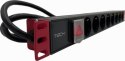 Listwa antyprzepięciowa - Techly 365733 Listwa zasilająca Rack 19'' 1U, 8x Schuko, kabel C14 2m