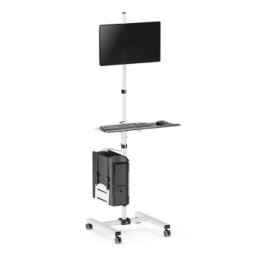 Uchwyt - MACLEAN WÓZEK STAND PROFESJONALNY MOBILNE STANOWISKO KOMPUTEROWE NA KÓŁKACH MAX 17 -32 MAX 20KG MC-793 W
