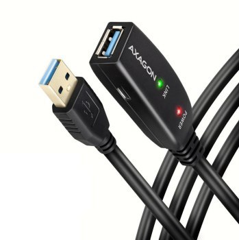Aktywny przedłużacz/wzmacniacz Axagon USB 3.2 Gen 1 A-M do A-F 10m Aktywny przedłużacz/wzmacniacz Axagon USB 3.2 Gen 1 A-M do A-F 10m