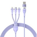 Baseus Flash Series 2 USB 3w1, USB-C + micro USB + Lightning, 100W, 1.2m (fioletowy)