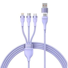 Baseus Flash Series 2 USB 3w1, USB-C + micro USB + Lightning, 100W, 1.2m (fioletowy)