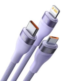 Baseus Flash Series 2 USB 3w1, USB-C + micro USB + Lightning, 100W, 1.2m (fioletowy)