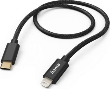 Hama Fabric USB-C - Lightning, nylonowy, czarny Hama Fabric USB-C - Lightning, nylonowy, czarny