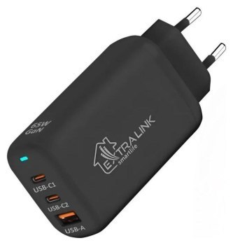 Extralink CHARESL02 Smart Life Fast Charger 65W GaN 2x USB-C, USB-A Extralink CHARESL02 Smart Life Fast Charger 65W GaN 2x USB-C, USB-A