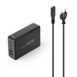 Hama GaN 140W PD/QC 3x USB-C, 2x USB-A czarna