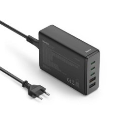 Hama GaN 140W PD/QC 3x USB-C, 2x USB-A czarna