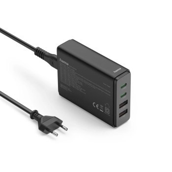 Hama GaN 65W PD/QC 2x USB-C, 2x USB-A czarna Hama GaN 65W PD/QC 2x USB-C, 2x USB-A czarna