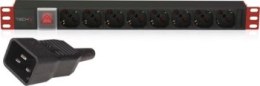 Listwa antyprzepięciowa - Techly 102635 Listwa zasilająca Rack 19'' 1U, 8x Schuko, kabel C20 3m