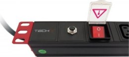 Listwa antyprzepięciowa - Techly 109559 Listwa zasilająca Rack 19'' 1U, 8 gniazd C13, kabel C14 2m do UPS