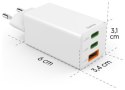 Hama mini GaN 65W PD/QC 2x USB-C, 1x USB-A biała