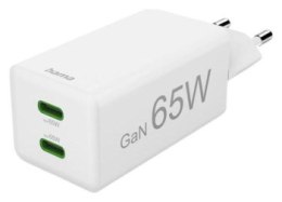 Hama Mini 65W GaN PD/QC 2x USB-C biała