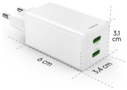 Hama Mini 65W GaN PD/QC 2x USB-C biała
