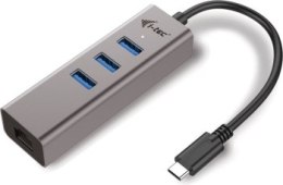 I-tec USB-C Metal 3-portowy HUB USB 3.0 z adapterem Gigabit Ethernet RJ-45 10/100/1000 Mbps +3x port USB 3.0