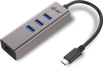 I-tec USB-C Metal 3-portowy HUB USB 3.0 z adapterem Gigabit Ethernet RJ-45 10/100/1000 Mbps +3x port USB 3.0 I-tec USB-C Metal 3-portowy HUB USB 3.0 z adapterem Gigabit Ethernet RJ-45 10/100/1000 Mbps +3x port USB 3.0