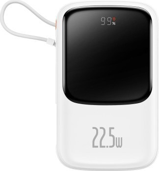 Baseus Qpow Pro z kablem USB-C, USB-C, USB, 10000mAh, 22.5W (biały) Baseus Qpow Pro z kablem USB-C, USB-C, USB, 10000mAh, 22.5W (biały)