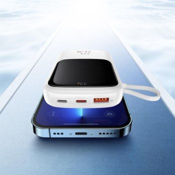 Baseus Qpow Pro z kablem USB-C, USB-C, USB, 10000mAh, 22.5W (biały) Baseus Qpow Pro z kablem USB-C, USB-C, USB, 10000mAh, 22.5W (biały)
