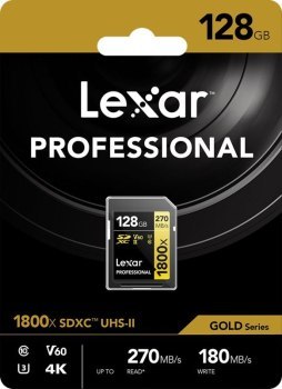 Lexar SDXC 128GB Professional 1800x UHS-II U3 ( 180/270 MB/s ) Lexar SDXC 128GB Professional 1800x UHS-II U3 ( 180/270 MB/s )