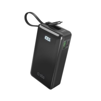 SBS Power Bank 10 000 mAh z wbudowanym kablem USB-C czarny SBS Power Bank 10 000 mAh z wbudowanym kablem USB-C czarny