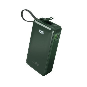SBS Power Bank 10 000 mAh z wbudowanym kablem USB-C zielony SBS Power Bank 10 000 mAh z wbudowanym kablem USB-C zielony