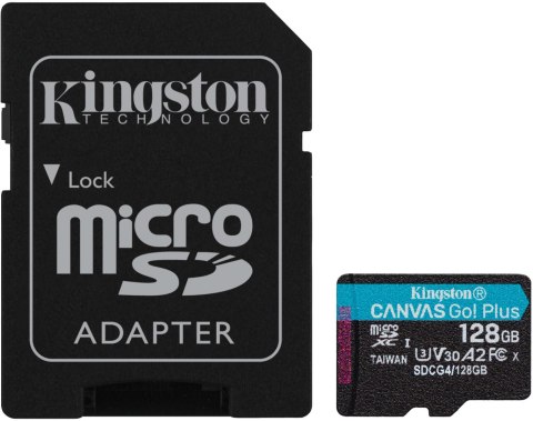 Karta pamięci microSD 128GB Kingston CanvasGo! Plus 200MB/s A2 U3 V30 + adapter Karta pamięci microSD 128GB Kingston CanvasGo! Plus 200MB/s A2 U3 V30 + adapter