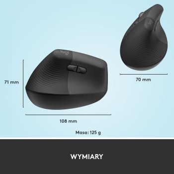 Mysz bezprzewodowa Logitech Lift ergonomiczna dla leworęcznych grafitowa 910-006474 Mysz bezprzewodowa Logitech Lift ergonomiczna dla leworęcznych grafitowa 910-006474