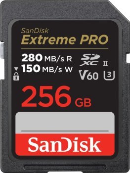 SanDisk SDXC 256GB Extreme Pro 280/150 MB/s V60 UHS-II SanDisk SDXC 256GB Extreme Pro 280/150 MB/s V60 UHS-II