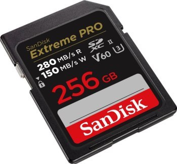SanDisk SDXC 256GB Extreme Pro 280/150 MB/s V60 UHS-II SanDisk SDXC 256GB Extreme Pro 280/150 MB/s V60 UHS-II