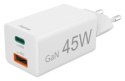Hama mini GaN 45W PD/QC 1x USB-C, 1x USB-A biała