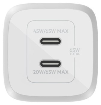 Belkin 65W 2x USB-C GaN z PPS, biały Belkin 65W 2x USB-C GaN z PPS, biały