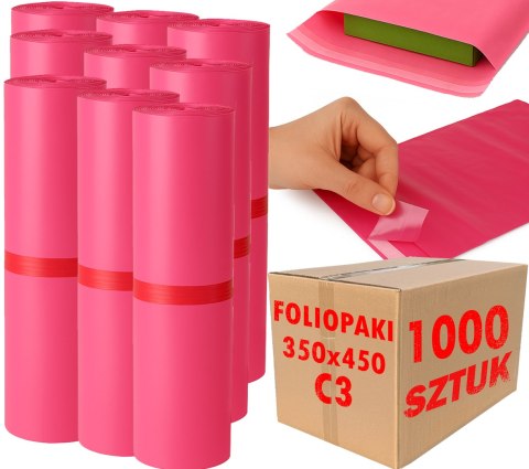 Foliopaki Kurierskie Różowe C3 350x450mm - 1000 szt. Foliopaki Kurierskie Różowe C3 350x450mm - 1000 szt.