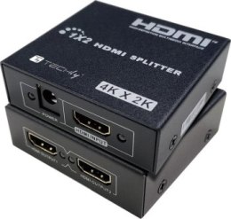 Techly 365818 Rozdzielacz Splitter HDMI, 1x2, 4K 30Hz, aktywny