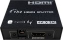 Techly 365818 Rozdzielacz Splitter HDMI, 1x2, 4K 30Hz, aktywny