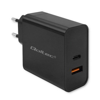 QOLTEC ŁADOWARKA SUPER QUICK PD | 1XUSB-C | 1XUSB | 90W | 5-20V | 2.4-4.35A | CZARNA QOLTEC ŁADOWARKA SUPER QUICK PD | 1XUSB-C | 1XUSB | 90W | 5-20V | 2.4-4.35A | CZARNA