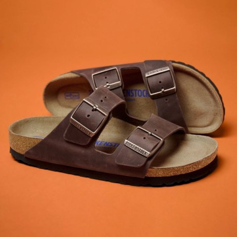 Klapki damskie Birkenstock Arizona Soft Footbed Oiled Leather Habana narrow wąskie (0452763) Klapki damskie Birkenstock Arizona Soft Footbed Oiled Leather Habana narrow wąskie (0452763)