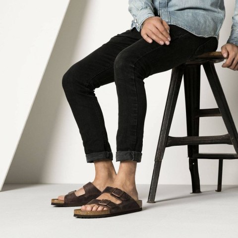 Klapki damskie/męskie brązowe Birkenstock Arizona Nubuk Habana narrow wąskie (52533) Klapki damskie/męskie brązowe Birkenstock Arizona Nubuk Habana narrow wąskie (52533)