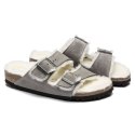 Klapki damskie/męskie ocieplane Birkenstock Arizona Shearling Stone Coin zamsz z wełną owczą narrow wąskie (1017403)